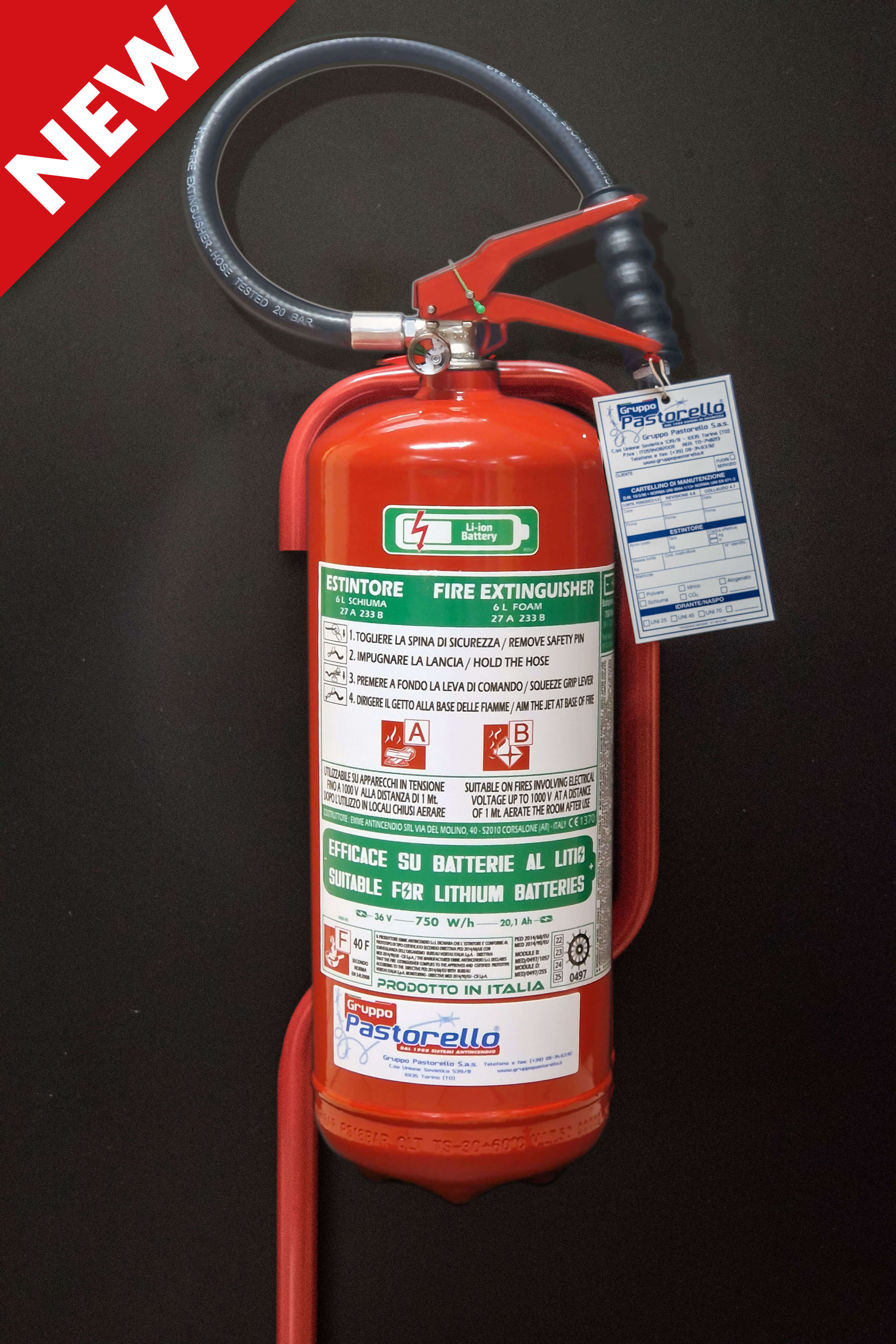 Estintore per batterie al litio da 6 lt.